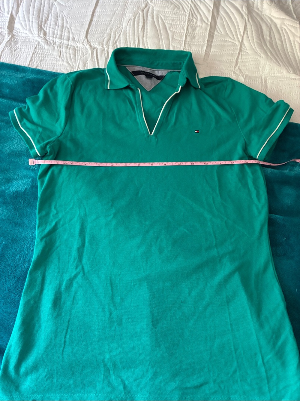 Tommy Hilfiger Teal Green Polo with Contrast Piping